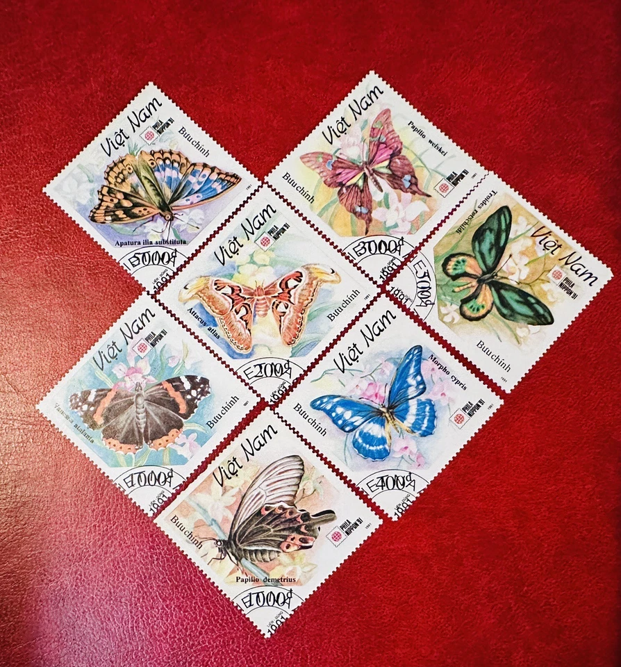 1991 Vietnam Stamp Set World Stamp Exhibition Butterflies and Moths Used - Image 1 of 1