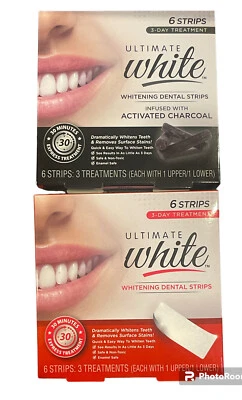 (2 Boxes) 6~Ultimate White Whitening Strip~6~Activated Charcoal  3-Day Treatment - Image 1 of 4