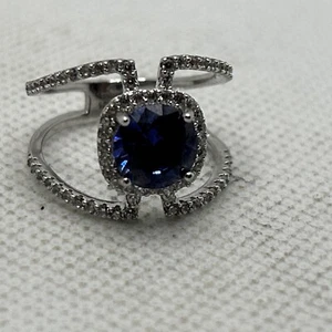 Anillo vintage de piedra púrpura de plata de ley con circonita talla 7, 925 - Imagen 1 de 6