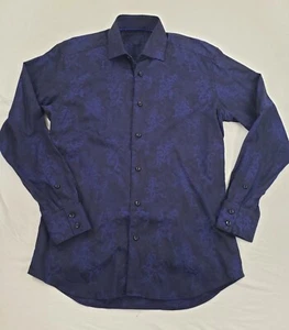 Bertigo Small Shirt Floral Print Black Blue Long Sleeve Button Up Party Fashion  - Picture 1 of 12