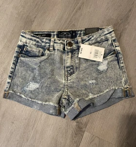 NEU MIT ETIKETT LUCKY BRAND MÄDCHEN RILEY DENIM SHORTS GRÖSSE 10 ACID WASH - Bild 1 von 7