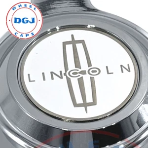 SINGLE Lincoln White on Chrome Lowrider Wire Wheel Metal Chip Emblem - Picture 1 of 1