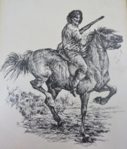 Handsome Hunter On Horse Back Etching Fully Professionally Framed - Imagen 1 de 6