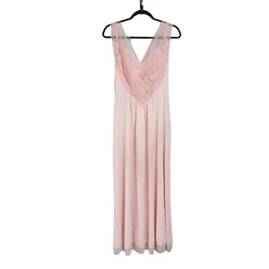 Vintage Slip dress gown pink sheer tulle lace Fairy Ballerina Coquette dainty M - Picture 1 of 5