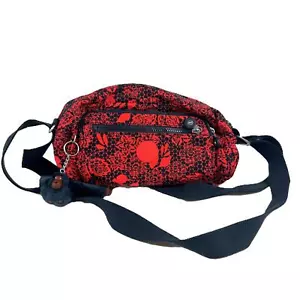 Kipling Red & Black Pop Art Style Crossbody Bag with Matt Monkey - Picture 1 of 7