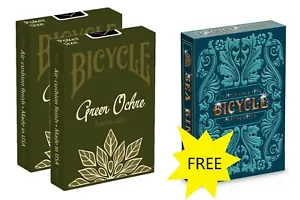 FAHRRAD Poker Spielkarten, grün ocker + 1 Deck SEA KING 2020 KOSTENLOS - Bild 1 von 3