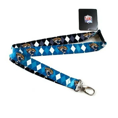 NFL Jacksonville Jaguars Jags Lanyard Key Ring Clip Detachable NWT Blue Argyle Cover