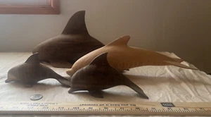Vintage Ironwood and Pine? Dolphin Figurines Carved Wooden Home Decor READ - Picture 1 of 11