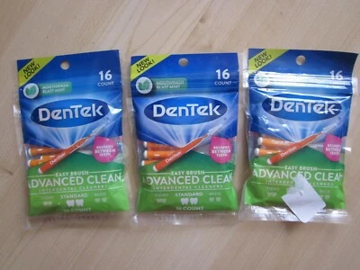 3 paquetes de limpiadores interdentales DenTek Easy Brush, como nuevos, 16 unidades cada uno Foto 1 de 2