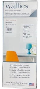 WALLIES RULED WHITE PAPER dry erase wall decal stickers 2 with pens New - Picture 1 of 2