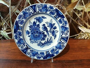 Raam Delft Blue Holland, Beautiful Wall Ø 8 1/8in With Bird Floral Decoration - Picture 1 of 3