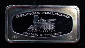 1971 Augusta Georgia Railroad Bank & Trust Franklin Mint Silver Art Bar C1425 - Picture 1 of 9