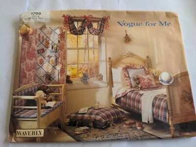 Vogue 1709 Sewing Pattern Childs Bedroom Furnishings Cushions Curtains WAVERLY - Image 1 of 4