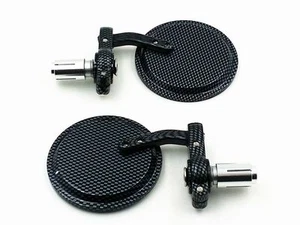 Carbon 3" 7/8" Handlebar Bar End Convex Mirror For Honda Kawasaki Suzuki Yamaha - Picture 1 of 6