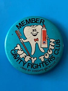Vintage 1969 Tuffy Tooth Member Cavity Fighters Club Pinback Button - Bild 1 von 4