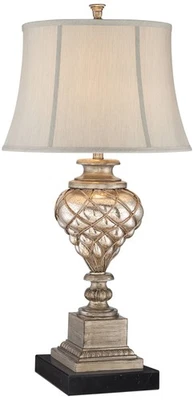 Lámpara de Mesa Tradicional Luke con Elevador Negro 33 3/4" Alto Vidrio LED Luz Nocturna Foto 1 de 4