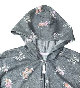 Cat And Jack Girl’s Zip Up Hoodie XXL (16/18) Gray Butterflies - Picture 1 of 15