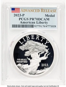 2023-P Silber American Liberty High Relief Medaille AR Flagge Medaillen und Token PCGS - Bild 1 von 2