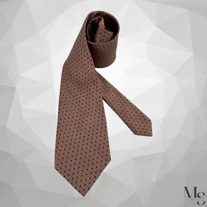 ERMENEGILDO ZEGNA Salmon Interlocking Pattern Silk Tie Italy 59”- 3.5" EX COND - Picture 1 of 6