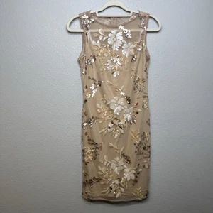 Calvin Klein Women’s A Line Beige Sequin Wedding Dress SIze 2 Formal $198 - Picture 1 of 7