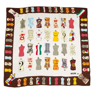 Bufanda Moschino Estampado Torso en Blanco/Multicolor Usada Excelente Estado DDP de EE. UU. - Imagen 1 de 11