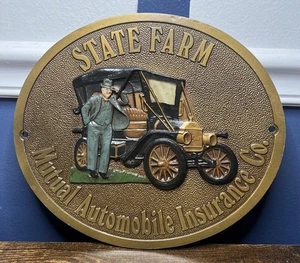 TARGA METALLO CO. MUTUA ASSICURAZIONE AUTO FATTORIA STATALE VINTAGE 60° ANNIVERSARIO 1922-82 - Foto 1 di 6
