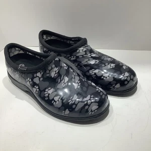 Sloggers Waterproof Paw Print Garden Shoes Black and White Womens Sz. 10M, Exc - Picture 1 of 7