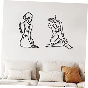 2 Pcs Metal Minimalist Wall Art Decor Abstract Woman Home Decor Room Decor - Picture 1 of 8