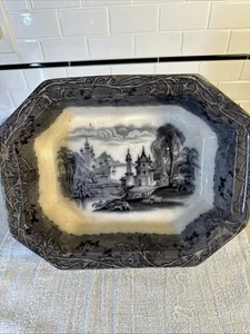Antique Mulberry Transferware Dish Rhone Scenery ~ T J & J Mayer ENGLAND 10.5 - Picture 1 of 24