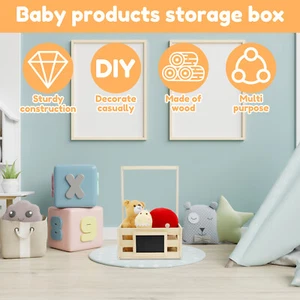 Wooden Baby Shower Crate Closet Safe Baby Shower Gift Basket with Handle‰ - Picture 1 of 12