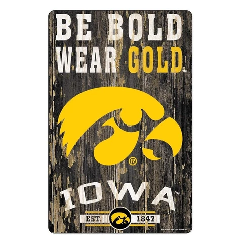 Iowa Hawkeyes 11"x17" Wood Sign Slogan Design [NEW] NCAA Banner Wall Cover