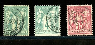 KMC4076-France #64, 66, 75 (F403) Peace & Commerce, Type I, used, FVF, CV$137.50 - Image 1 of 2