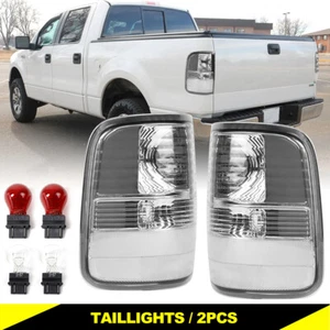 Chrome Tail Lights W/Bulbs For 2004 2005 2006 2007 2008 Ford F150 F-150 Pair - Picture 1 of 10