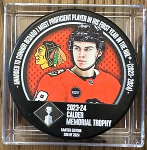 Connor Bedard / 2023-24 Calder Memorial Trophy / Limited Edition Souvenir Puck - Picture 1 of 2
