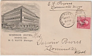 1894 BRIDGEPORT CONN #220 duplex cl illust advt cover WINDSOR HOTEL (h9) - Picture 1 of 2