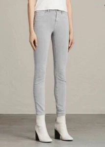 All Saints Womens Grey Stretch Mid Rise Slim Skinny Jewel Jeans 25 x 29 - Picture 1 of 4