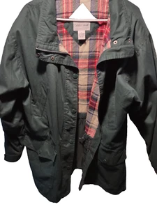 Cabin Creek Jacket Women 1X Green Outdoors Parka Coat Hooded Flannel Lined H109 - Picture 1 of 9