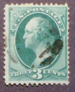 (#1) Scott #136 Green 3 cent "H" Grill Washington stamp - Used - Picture 1 of 2