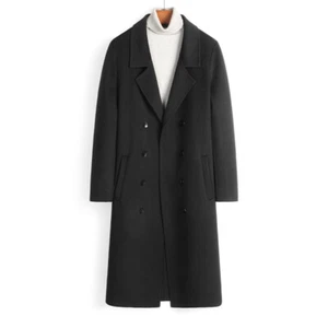 100% Wolle Zweireiher Herren Lang Overknee Trenchcoat Mantel Business - Bild 1 von 24