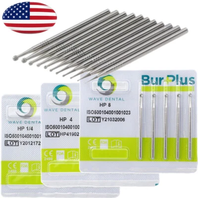 WAVE Dental Carbide Straight Burs Round HP 1/2 4 6 8 2.35mm Low Speed Handpiece - Image 1 of 4