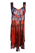 Boho Gypsy Hippy Sundress Umbrella Tie Dye Sleeveless Flared Tank Dress M 