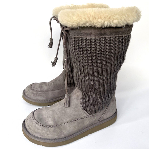 Stivali alti da donna UGG Australia 5124 Suburb in maglia scamosciata grigia taglia 8
