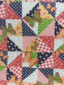 Vintage 1970’s Homemade Blanket Quilt Style Butterflies 70"x43" Cottage Core - Picture 1 of 20
