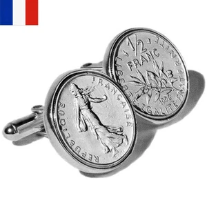 Sterling Silver French Franc Coin Cufflinks Authentic in Gift box - Picture 1 of 1