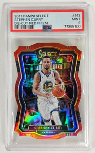 2017-18 Panini Select Premier Die-Cut Red Prizm #143 Stephen Curry - /135 PSA 9