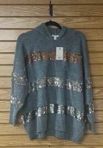 Nine West Pullover Hoodie Pullover blau gestreift/Pailletten Größe 2X Damen - Bild 1 von 3