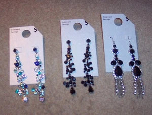 New 3 Pairs Of Statement Earrings Walmart Fashion Dangly Earrings Dress Up  - Picture 1 of 2