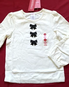 HTF NWT Gymboree 2007 HOLIDAY CLASSICS L/S Ivory Beaded Bow Top 5 - Picture 1 of 2