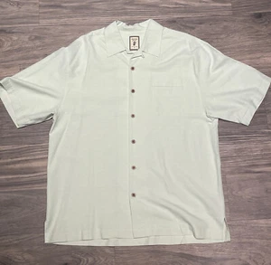 Jamaica Jaxx Men's Shirt LG Green Silk Authentic Island Style Button Up C65 - Picture 1 of 5