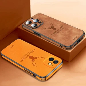 Handyhülle Elch Hirsch Leder für iPhone 16 17 Pro Max 15 14 13 12 11 Handyhülle - Bild 1 von 19